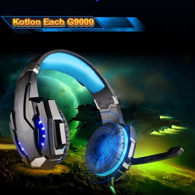 Casque Gaming Stéréo Jeu Volume Micro Omnidirectionnel LED Jack 3.5Mm Bleu Noir YONIS