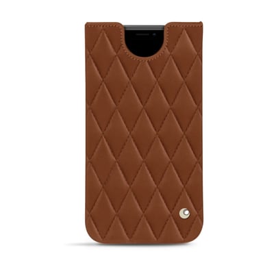 Pochette cuir Apple iPhone 11 - Pochette - Marron - Cuir lisse couture
