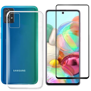 Confezione guscio TPU trasparente e protezione schermo in vetro temperato FULL cover nero per Samsung Galaxy A52 4G / A52 5G / A52s - XEPTIO