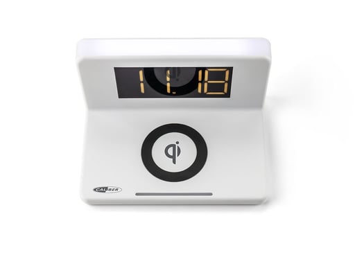 Reloj despertador digital con cargador inalámbrico - Luz nocturna LED - Reloj despertador con 1 alarma (HCG018QI-W)