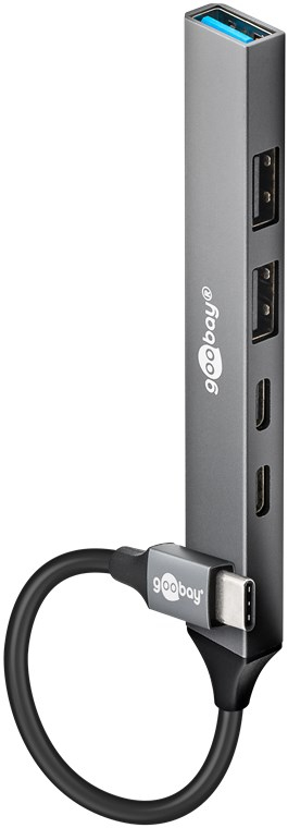 Goobay Hub Slim USB C vers 5 ports USB - vue 2