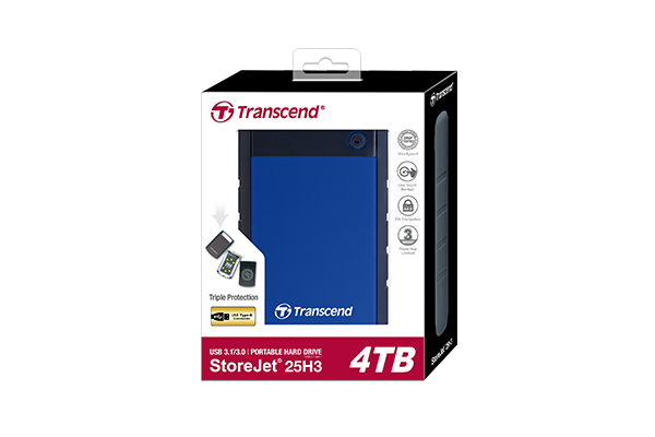 Transcend StoreJet 25H3 Disque dur 4 To externe portable 2.5 USB 3.1 Gen 1 AES 256 bits - vue 3