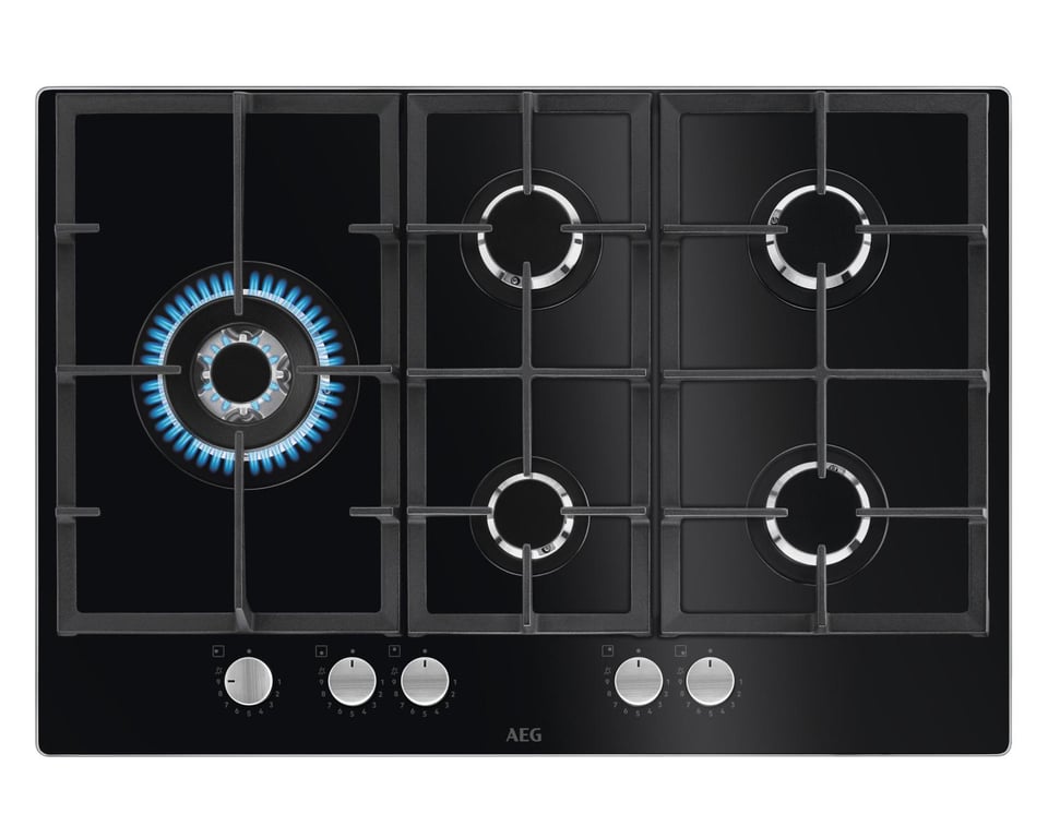 AEG HKB75820NB Noir Encastrable 75 cm Gaz 5 Brûleurs - Neuf