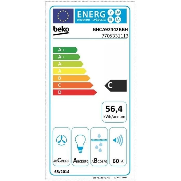Hotte Décorative Murale Beko BHCA92442BBH – 410 m³/h, 3 Vitesses, Éclairage LED - vue 7