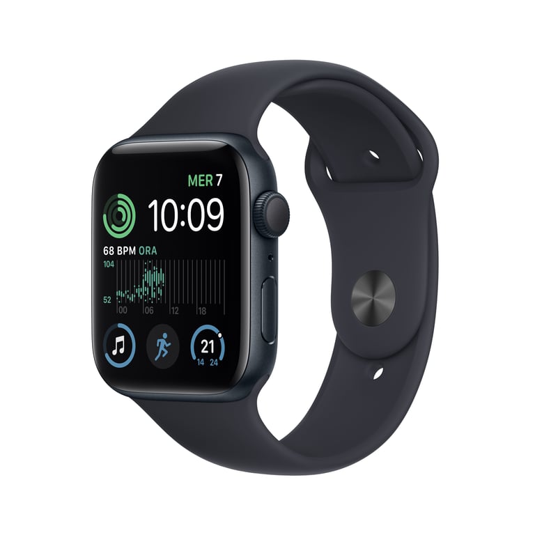 Apple Watch SE OLED 44 mm Numérique 368 x 448 pixels Écran tactile Noir Wifi GPS (satellite) - Neuf