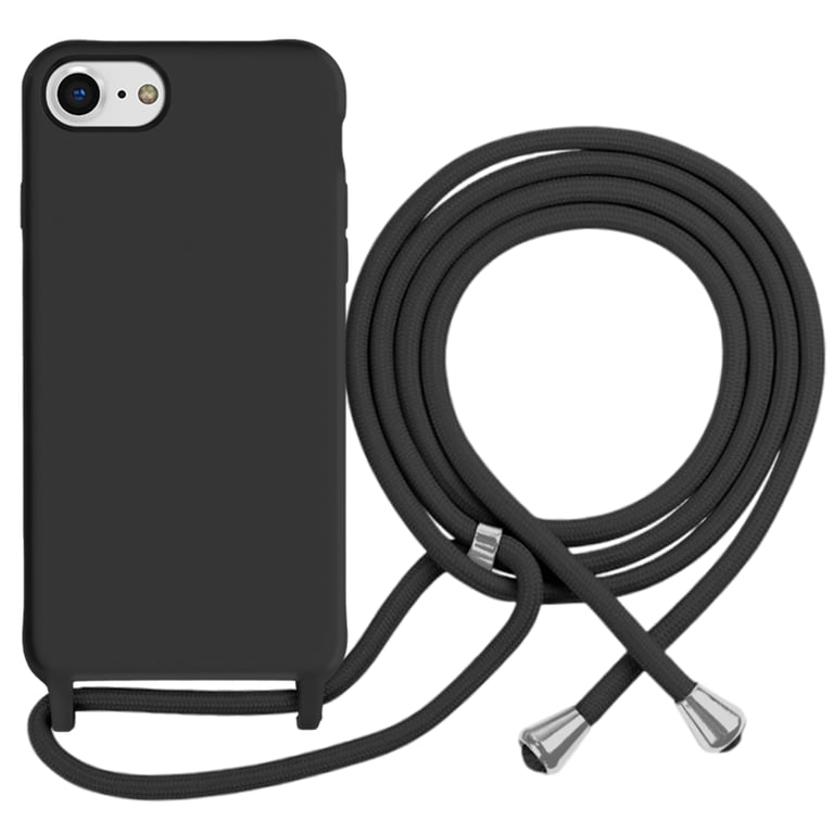 Coque pour iPhone 7 / 8 en TPU Premium Color Lace avec Cordon Tour de Cou Noir