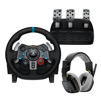 Pack Logitech Volant de course et pédalier G29 Driving Force pour PS5 PS4 PC Mac Noir + Casque gaming Astro A10 V2 Gén 1 Blan