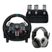 Logitech G29 Driving Force Racing Wheel and Foot Controller Pack for PS5 PS4 PC Mac Black + Astro A10 V2 Gen 1 Blan Gaming Headset