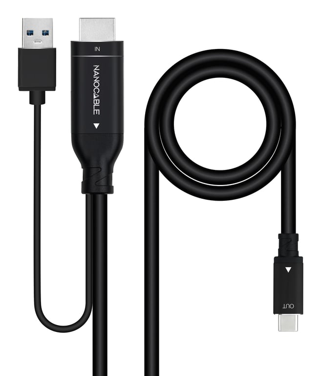 Nanocable 10.15.4354 câble vidéo et adaptateur 1,8 m HDMI + USB Type-A USB Type-C Noir - Neuf