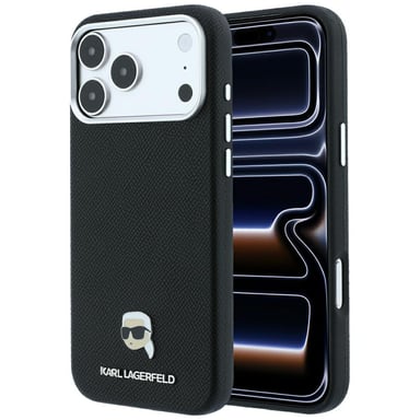 Étui Karl Lagerfeld « Grained Karl Head » pour iPhone 18 Pro / 17 Pro, noir