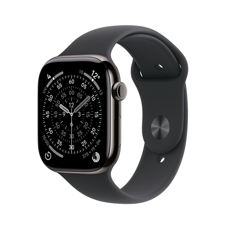 Watch Series 11 (2025) GPS + Cellulaire Boitier de 46mm en Titane Ardoise avec bracelet sport, Noir - M/L - Excellent état Comme neuf - Apple reconditionné disponible sur Pixmania