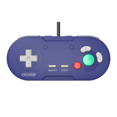 Retrobit - LegacyGC Mando con cable para Nintendo Gamecube Azul índigo - Conexión original