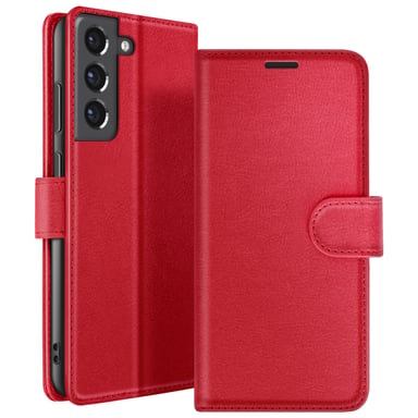 Étui Portefeuille pour Galaxy S21 FE 5G avec Support et Languette Magnétique Rouge