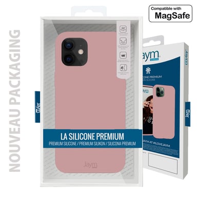 Coque Silicone Premium Rose Sable pour Apple iPhone 14 Plus -100% Silicone et Microfibre - Compatible Magsafe - Renforcée et Ultra Doux
