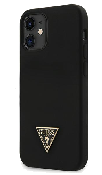 Étui Guess pour iPhone 12 mini 5.4 noir Silicone Triangle Logo