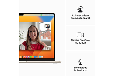 MacBook Air M2 (2023) 15.3', 3.5 GHz 512 Go 8 Go  Apple GPU 10, Lumière stellaire - AZERTY