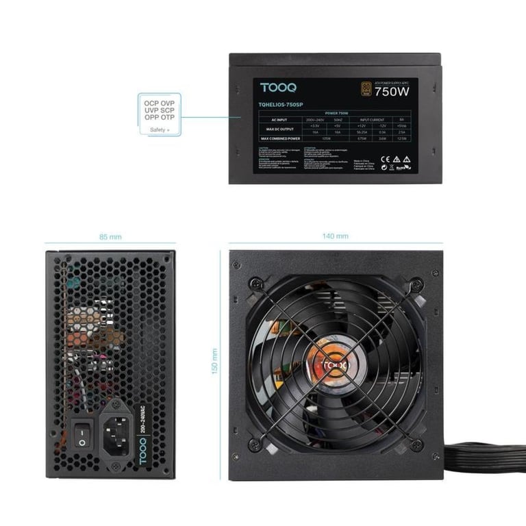 Fuente de Alimentación TooQ TQHELIOS 750SP 80 Plus ventilateur silencieux - vue 4