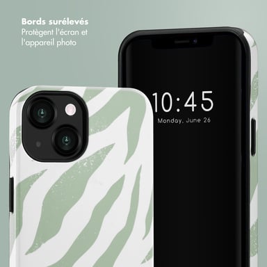 Selencia Coque arrière Vivid pour iPhone 13 - Colorful Zebra Sage Green