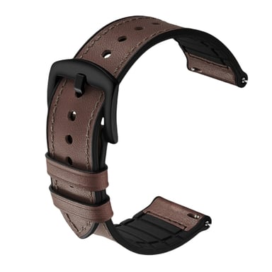 Correa de cuero de silicona de 20 mm compatible con Samsung Watch4 y Huawei GT4 - Marrón  22 mm