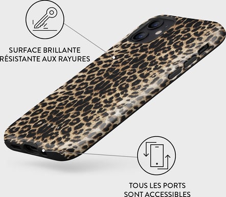 Burga Tapa trasera para iPhone 12 Tough Motifs Player Léopard