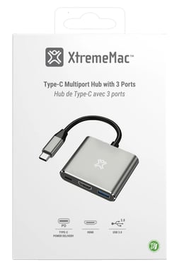 XtremeMac XWH-HUB3-13 Docking Station cablata USB Type-C argento
