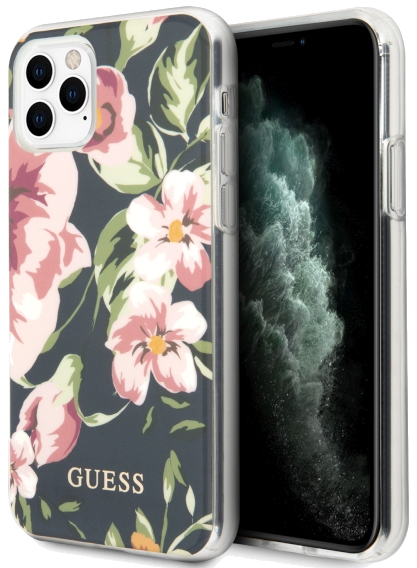 Guess étui pour iPhone 11 Pro bleu marine N°3 Flower Collection