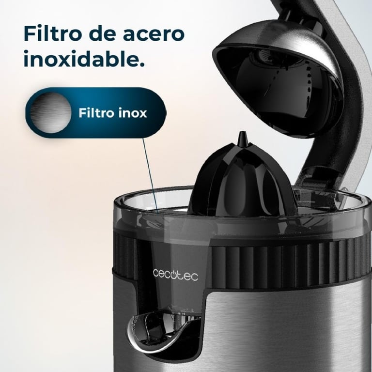 Cecotec Presse agrumes électrique à bras pour oranges et agrumes Xqueeze RetroJuice 600 Steel. Style rétro filtre en acier inox cône plastique levier pour extraire la pulpe Anti gouttes - vue 4
