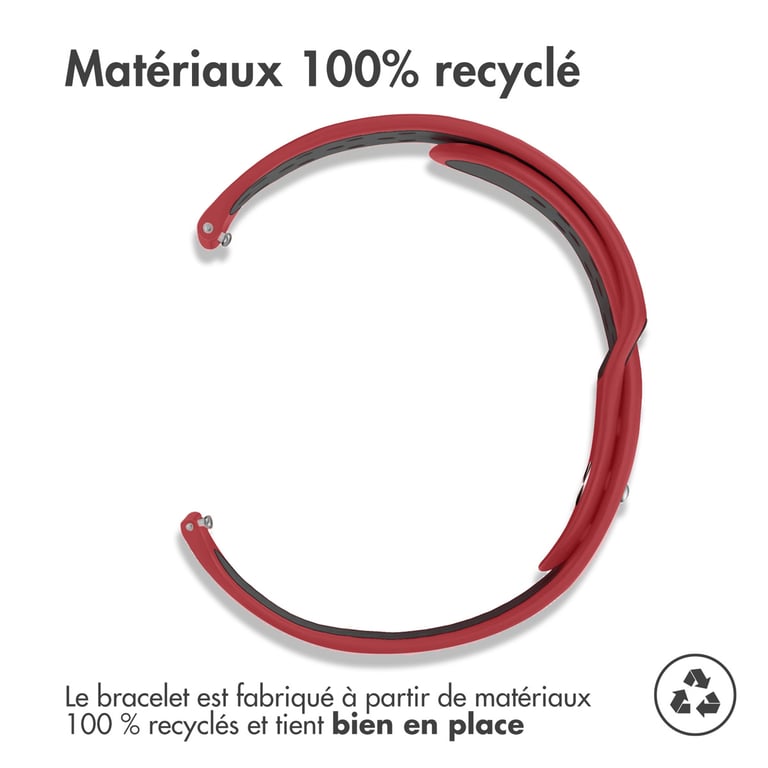 imoshion Bracelet sport en silicone - Connexion universelle 18 mm - Red & Black - Neuf