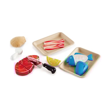 Jeu de Découpe Viande et Poisson en Bois pour Enfants