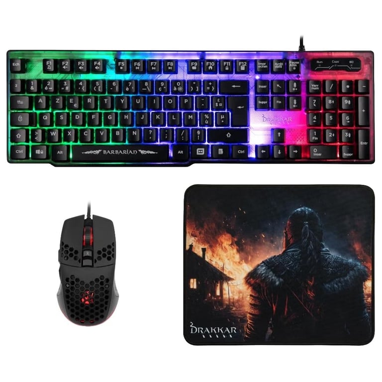 Clavier gamer Konix Barbarian Pack Rétroéclairé Filaire Membrane - vue 3