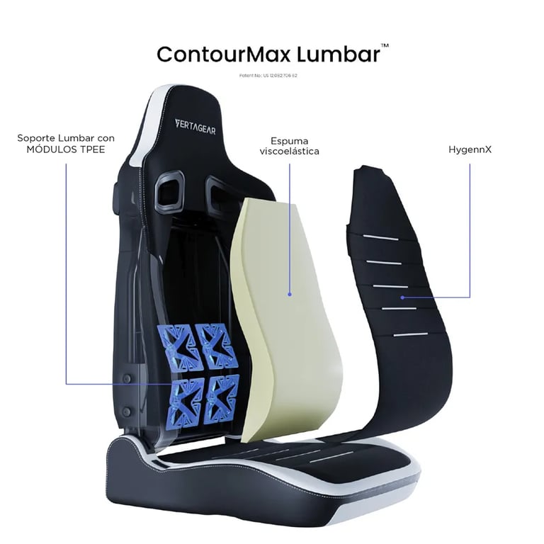 Chaise gaming Vertagear PL4800 HygenX ergonomique soutien lombaire ContourMax assise VertaAir accoudoirs 4D pour joueurs jusqu'à 163 kg Neuf - vue 3