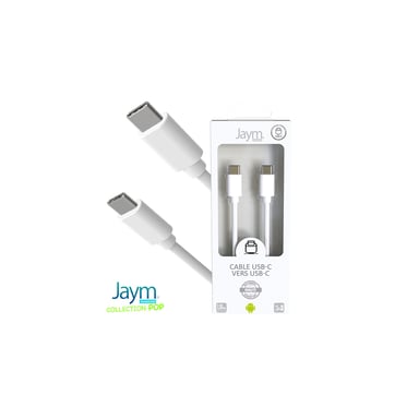 Cable USB-C a Type-C 3A - 1,5 metros - Colección POP - Blanco