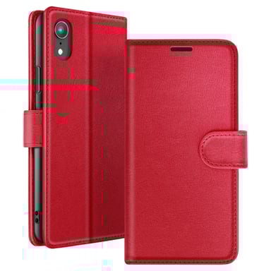 Zanaé Funda tipo cartera para iPhone XR con función de soporte y lengüeta magnética Rojo