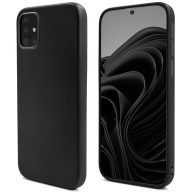 Moozy Lifestyle. Coque conçue pour Samsung A51, noire – Coque en silicone liquide avec finition mate et doublure en microfibre douce.