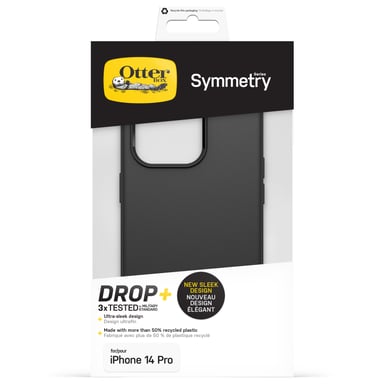 OtterBox Symmetry Coque pour iPhone 14 Pro, anti-chute, protection fine, supporte 3 x plus de chutes que la norme militaire, antimicrobien, Noir