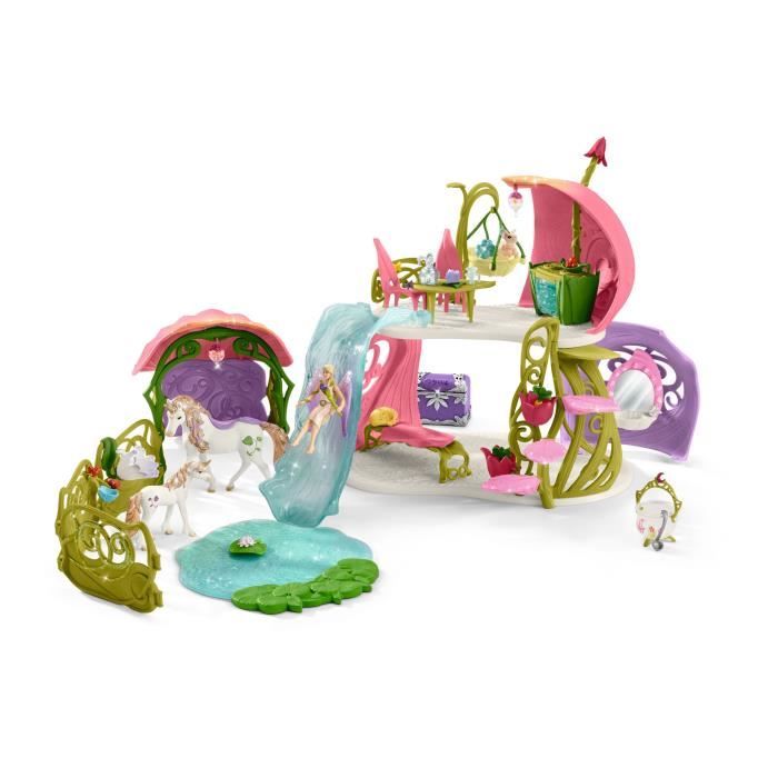 Maison fleur pailletée avec licornes lac et écurie Schleich 42445 Fille - vue 3