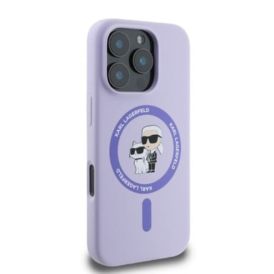 Étui Karl Lagerfeld pour iPhone 16 Pro Max 6.9'' violet étui rigide Silicone Karl&Choupette Ring MagSafe