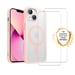 EVETANE iPhone 13 Funda Transparente Compatible Magsafe Contour Rosa + 2 Gafas Protección Pantalla