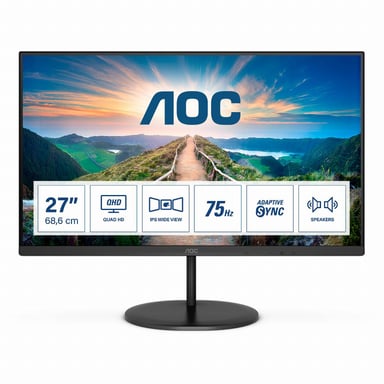 AOC Q27V4EA - LED monitor - 27'' - 2560 x 1440 QHD @ 75 Hz - IPS - 250 cd/m? - 1000:1 - 4 ms - HDMI, DisplayPort - speake
