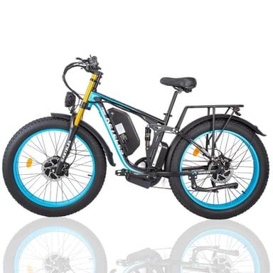 KETELES K800 Pro Vélo Électrique Tout-Terrain 2000W Double Moteur - Batterie 48V23Ah, Pneus 4.0 Pouces, Suspension Av/Ar-Bleu