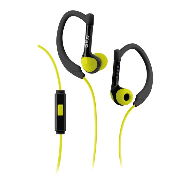 SBS TESPORTINEARK écouteurcasque Avec fil Crochets auriculaires Sports Jaune Neuf