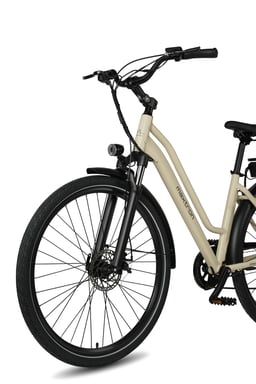 Vélo Électrique MAXTURN Urban7 - Moteur 250W Batterie 36V12.8AH 27.5'' Frein à Disque Mécanique - Beige