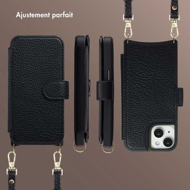 Selencia Étui Riva avec MagSafe et cordon de téléphone pour Apple iPhone 15 - Noir