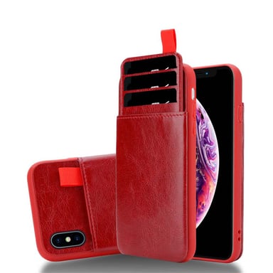 Coque pour Apple iPhone X / XS en ROUGE MERISIER Housse de protection Étui en silicone TPU et revêtement en similicuir, avec compartiment et emplacements pour cartes amovibles