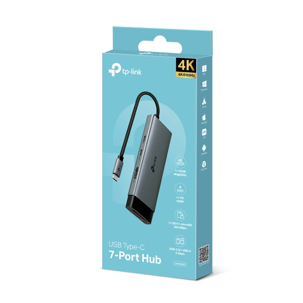 TP-Link UH7020C hub & concentrateur USB 3.2 Gen 1 (3.1 Gen 1) Type-C 5000 Mbit/s - Neuf