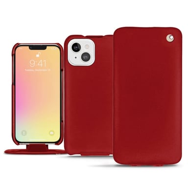 Funda de piel Apple iPhone 13 - Solapa vertical - Rojo - Piel lisa