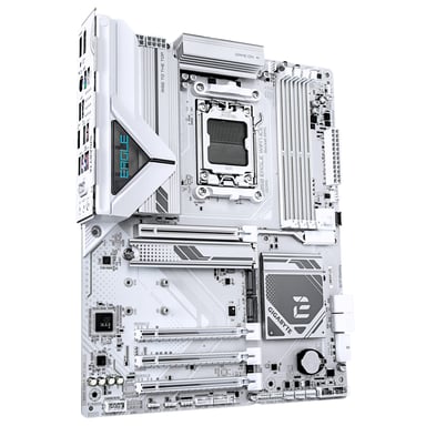 GIGABYTE B850 EAGLE WIFI7 ICE Carte mère - Processeurs AMD Ryzen série 9000, VRM numérique 8+2+2 phases, jusqu'à 8200 MHz DDR5 (O.C.), 1x M.2 PCIe 5.0 + 2x M.2 PCIe 4.0, Wi-Fi 7, LAN 2.5 GbE, USB 3.2 Gen 2