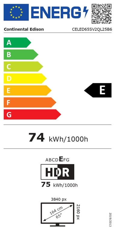 TV LED QLED CONTINENTAL EDISON 65“ 164 cm 3xHDMI 2xUSB CELED65SV2QL25B6 - vue 3
