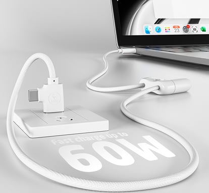 Câble Ice-Tag USB A+C / USB C & Lightning 3A 1m Power Delivery Blanc - Certifié GRS Xoopar