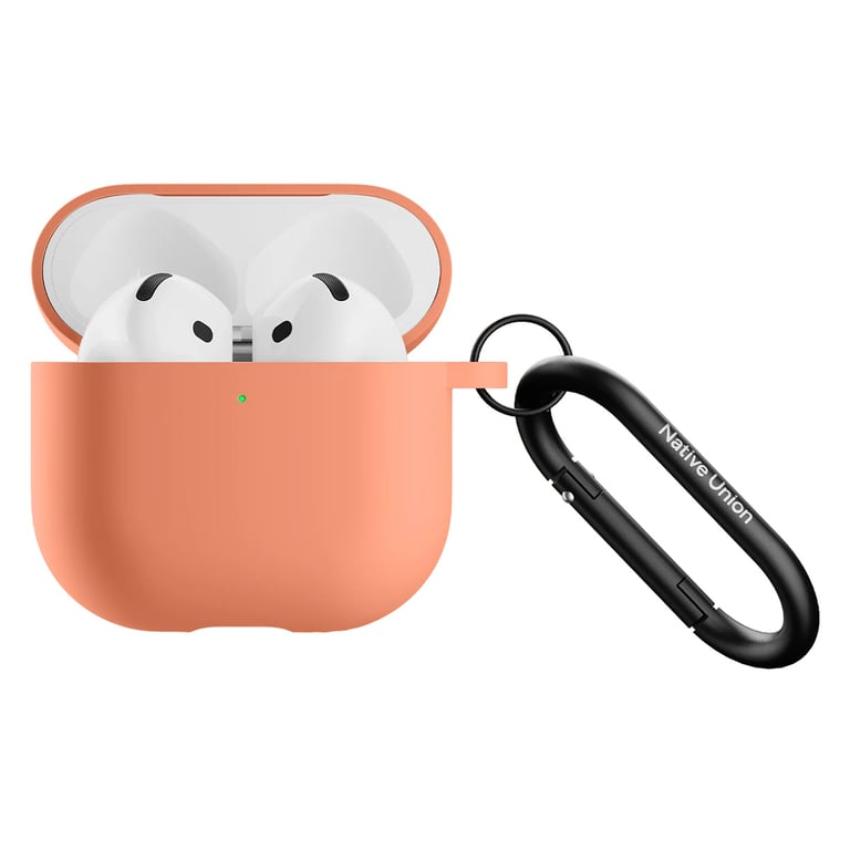 Native Union Coque En Silicone Pour Airpods 4 Avec Mousqueton En Métal Orange